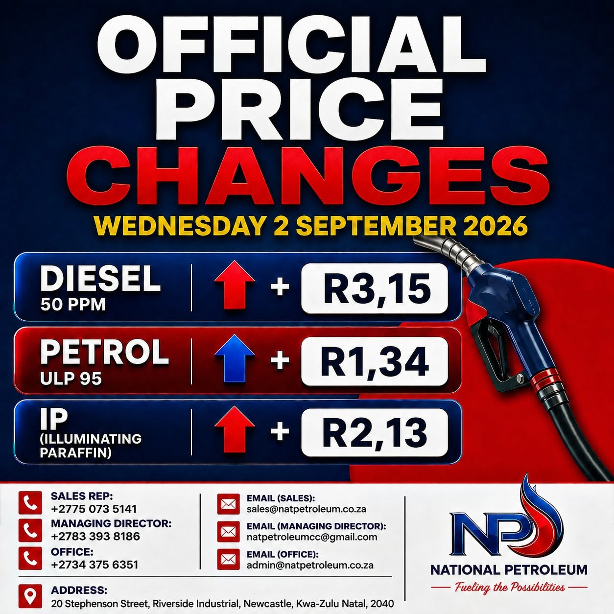 Official Fuel Price Changes – 2 September 2026 | National Petroleum Newcastle